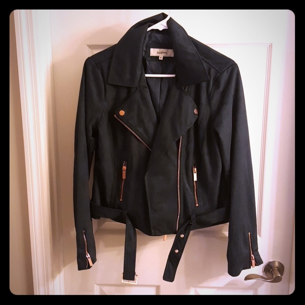 NWOT green faux suede moto jacket