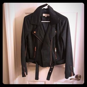 NWOT green faux suede moto jacket