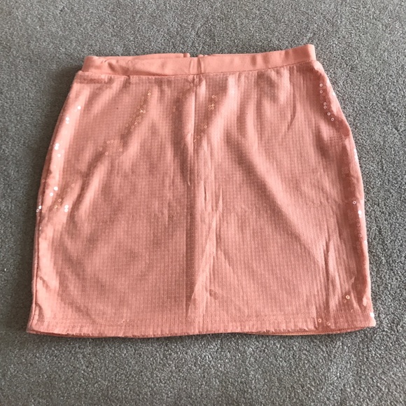 H&M salmon sequin midi pencil skirt - Picture 1 of 2