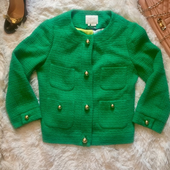 kate spade Jackets & Blazers - NWOT Kate Spade Green Balmain Tweed Blazer 4