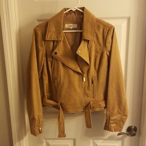 NWOT Camel faux suede moto jacket
