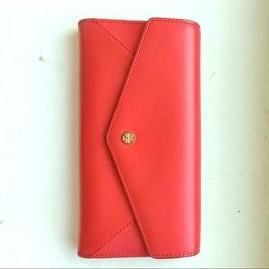 Tory Burch Red Leather Envelope Wallet!