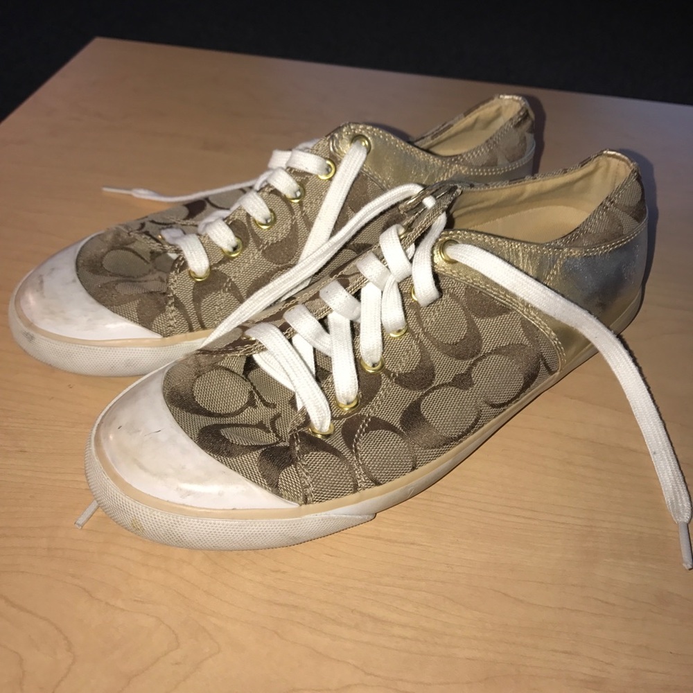 Gold coach tennis shoes!
