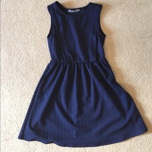 Key hole back navy blue dress