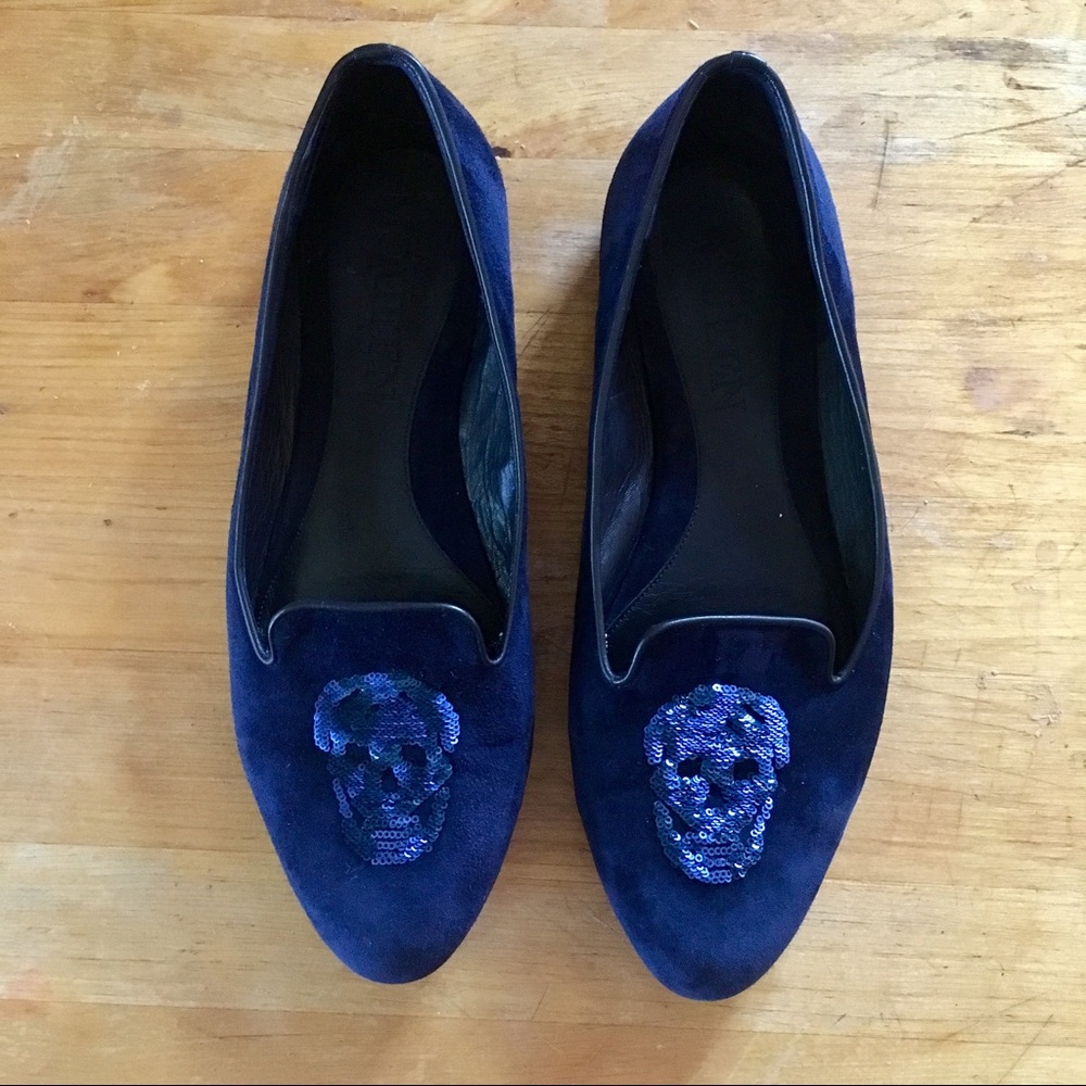 Alexander McQueen sequin Skull loafer flats Sz 8