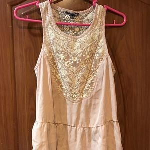 AMERICAN EAGLE EMBROIDERED LACED TOP IN PINK