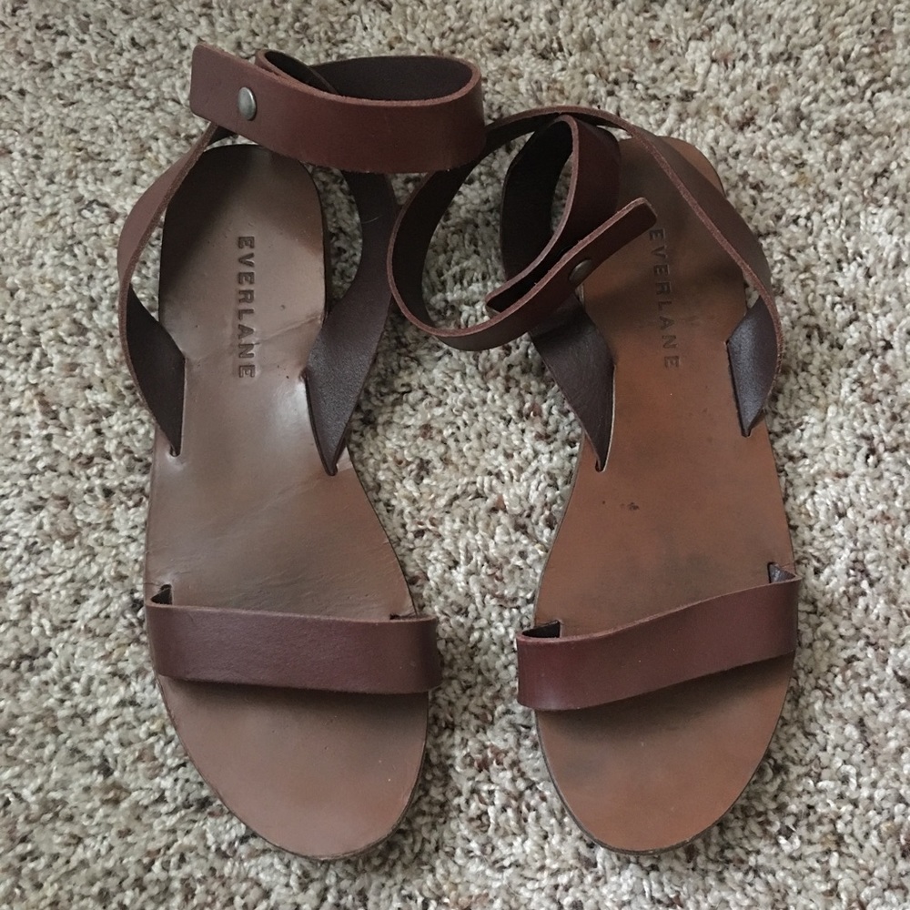 GUC Everlane Italian Ankle-Wrap Sandals-8.5/Fig