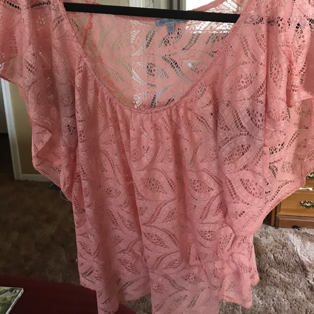 Cute Peachy colored top !! Worn twice - Picture 2 of 3