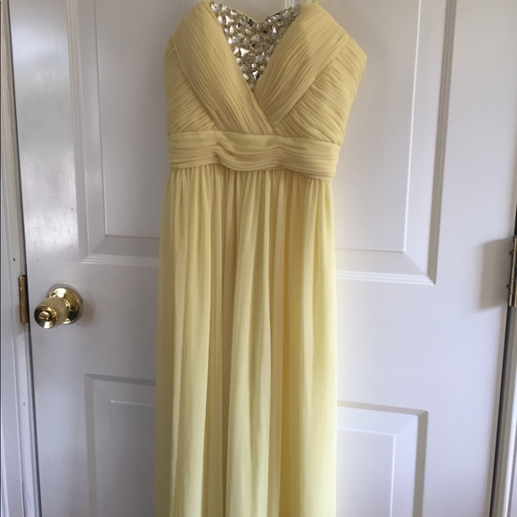 Gorgeous light yellow prom dress by Cache - Picture 2 of 7