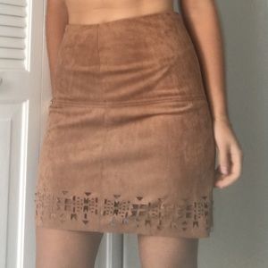 Suede mini skirt
