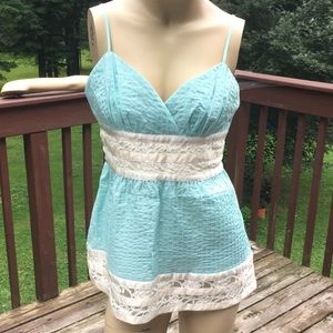 Blue spaghetti strap top betsey johnson sz 8