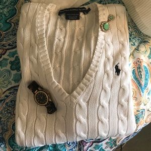 Polo White Cable Knit sweater