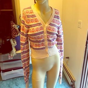 cropped long sleeve sweater betsey johnson sz L