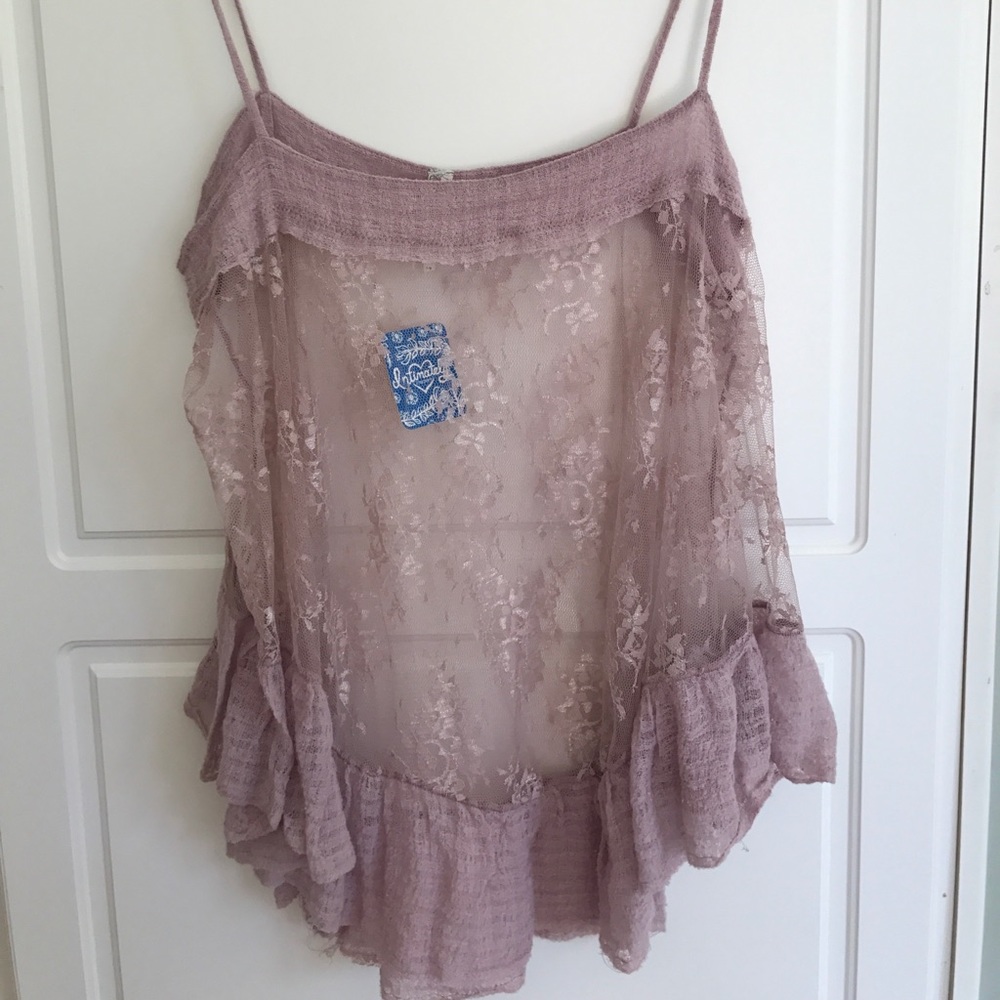 SOLD Free People Women's Pink Lace Trapeze Cami