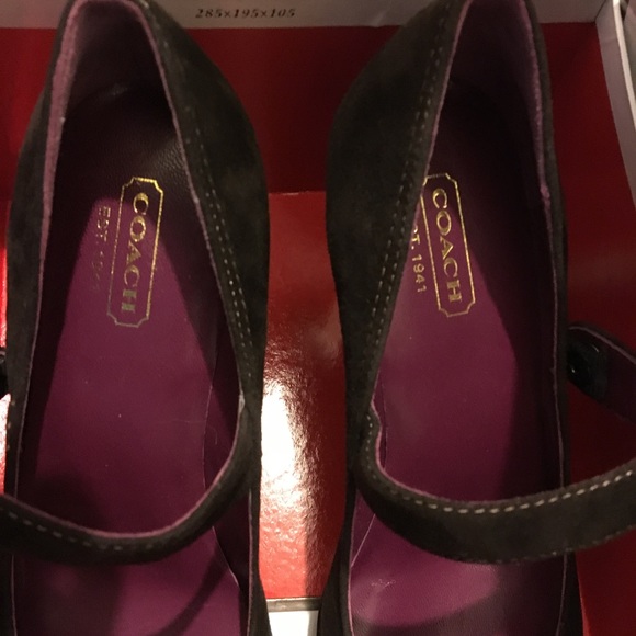 NWB Coach Lilas Kidsuede Mary Jane heels Brown 6 - Picture 7 of 7