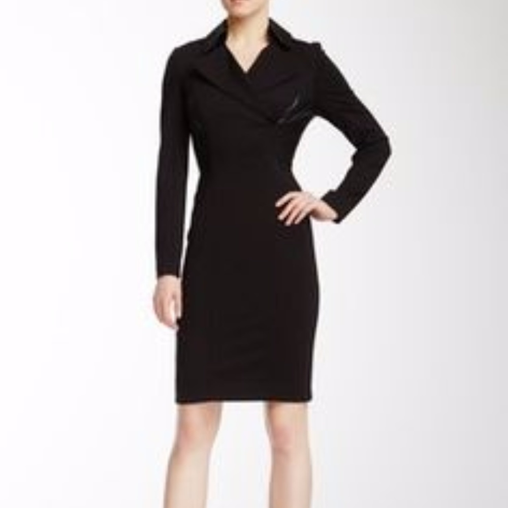 ⬇️NWOT Debbie Shuchat Faux Leather Trim Coat Dress - Picture 2 of 7