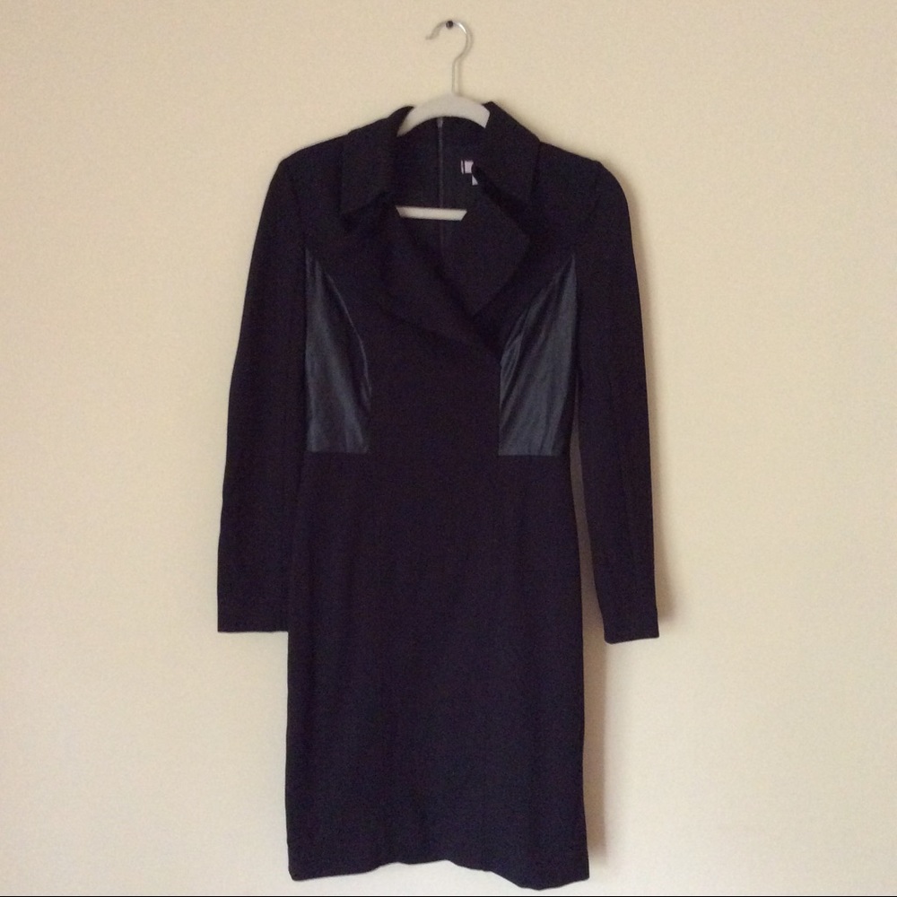 ⬇️NWOT Debbie Shuchat Faux Leather Trim Coat Dress