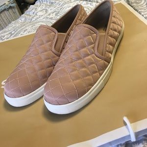 Pink quilted platform shoes