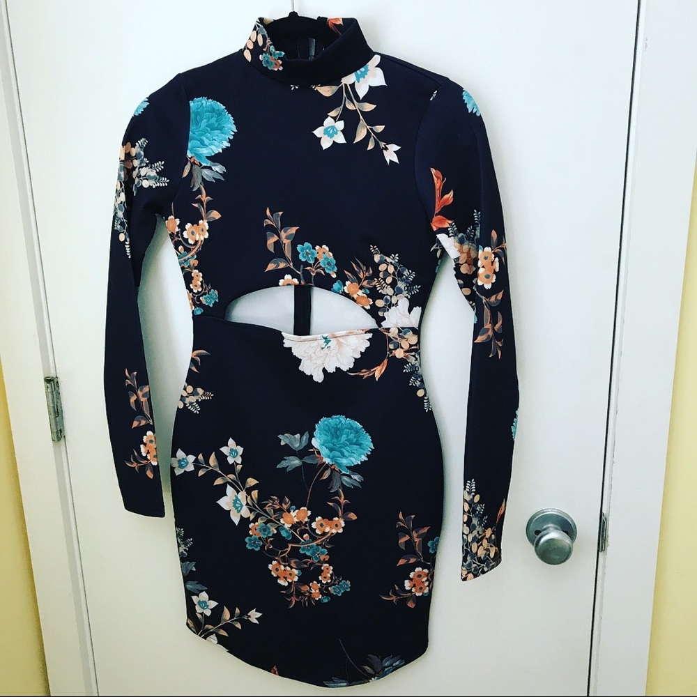 Missguided Cut Out Floral Dress