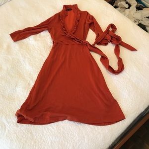Banana republic faux wrap dress with ruffle