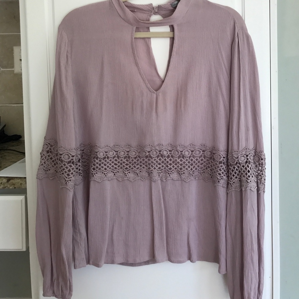 Charlotte Russe Purple Key Hole Crochet Top