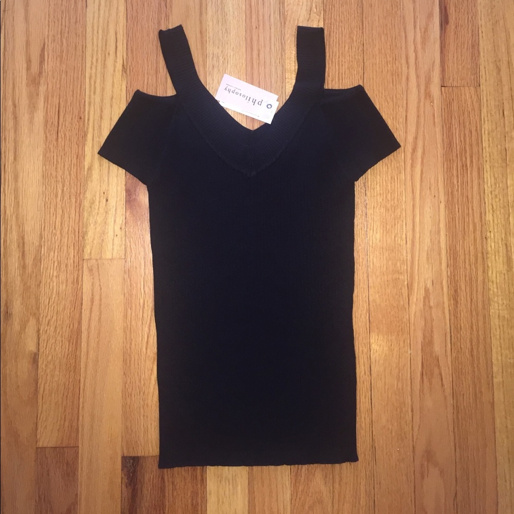Philosophy Cold Shoulder Ribbed Top