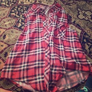 Red Sleeveless Flannel