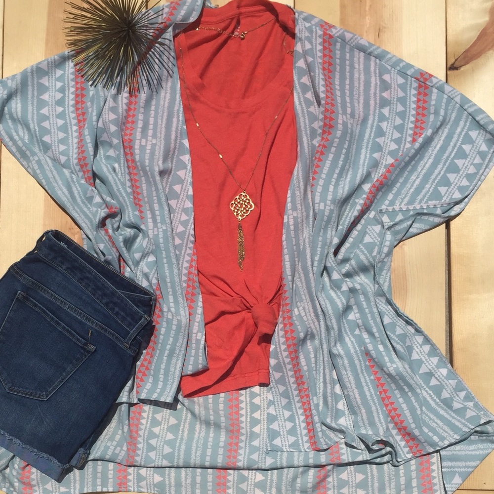 Blue / tomato kimono - Picture 1 of 1