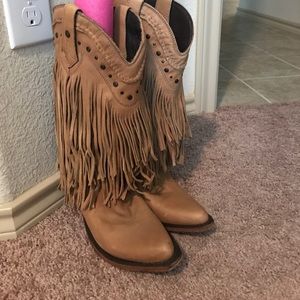 Liberty Black Tan Fringe Boots