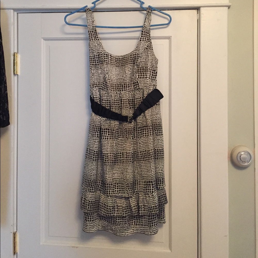 Belted black and white, cocktail dress.