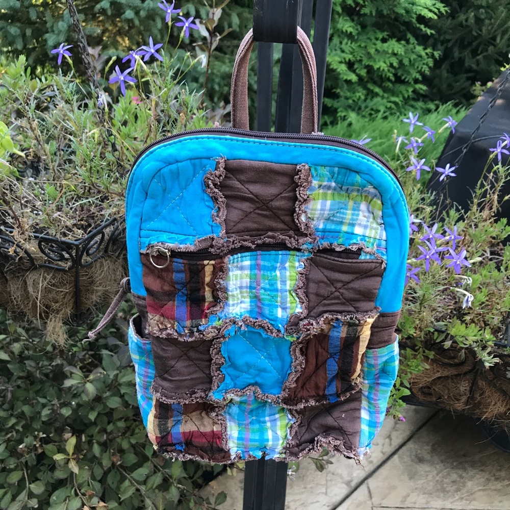 Quilted Rag Back Pack Purse/Bookbag - Picture 1 of 8
