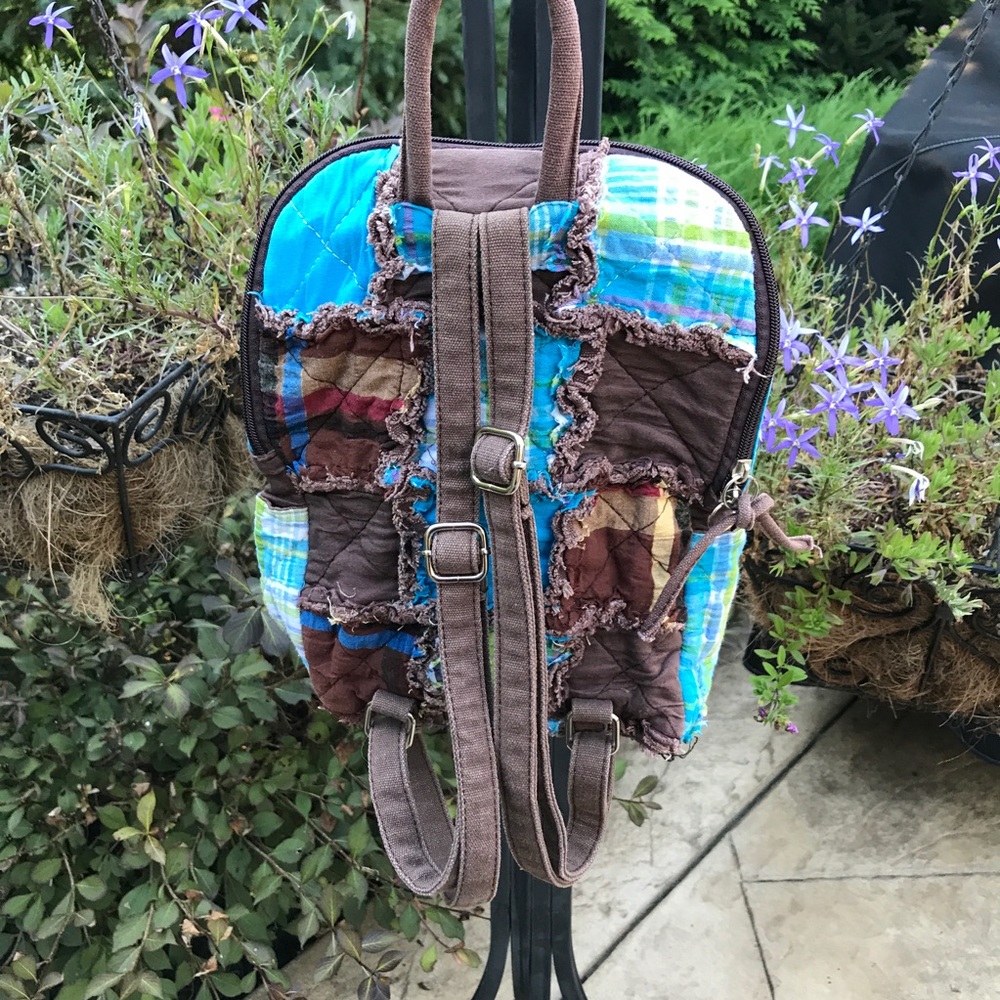 Quilted Rag Back Pack Purse/Bookbag - Picture 2 of 8