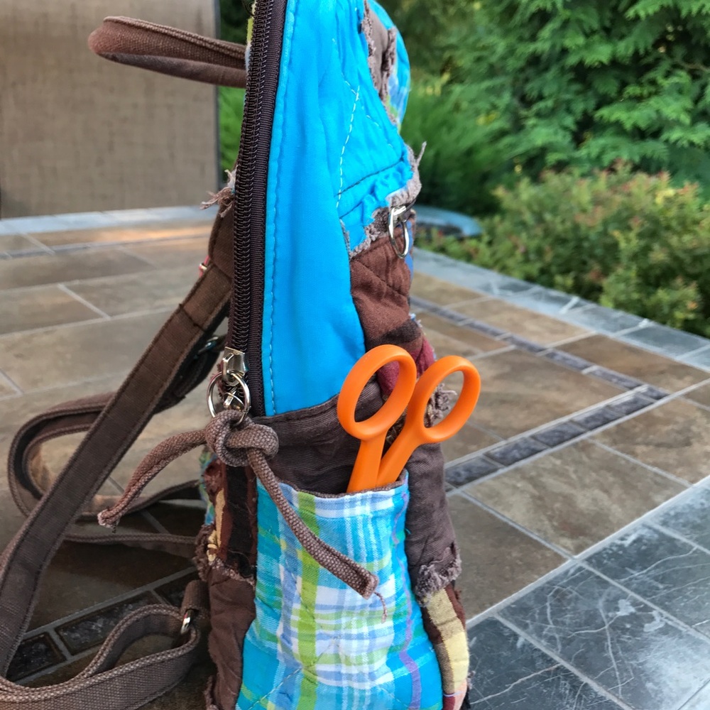 Quilted Rag Back Pack Purse/Bookbag - Picture 3 of 8