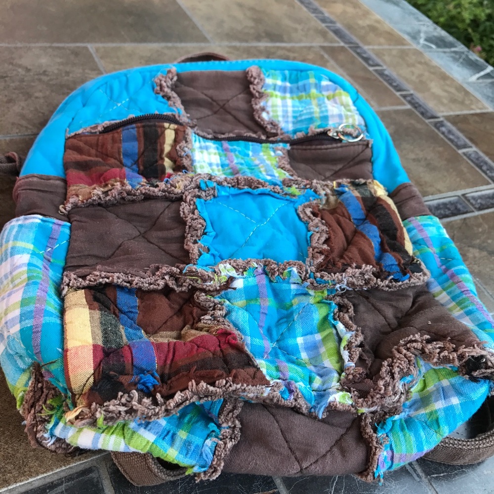 Quilted Rag Back Pack Purse/Bookbag - Picture 5 of 8