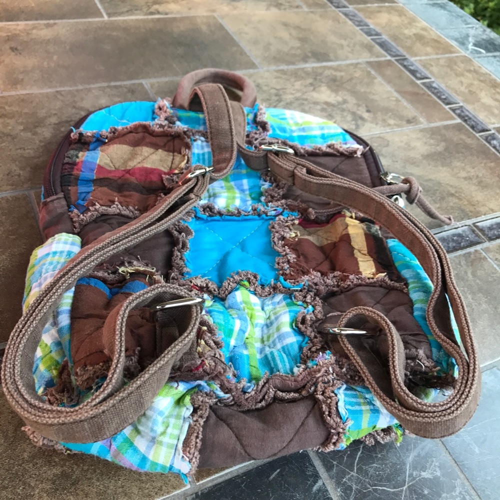 Quilted Rag Back Pack Purse/Bookbag - Picture 6 of 8