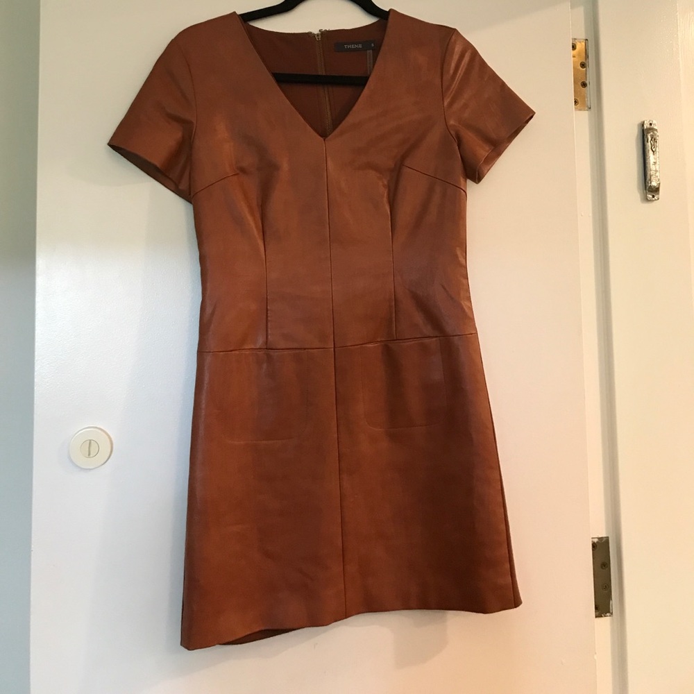 Tan leather dress