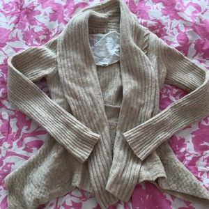 ANTHROPOLOGIE TAN PEPLUM SWEATER