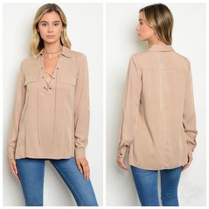 Stone Lace Up Top