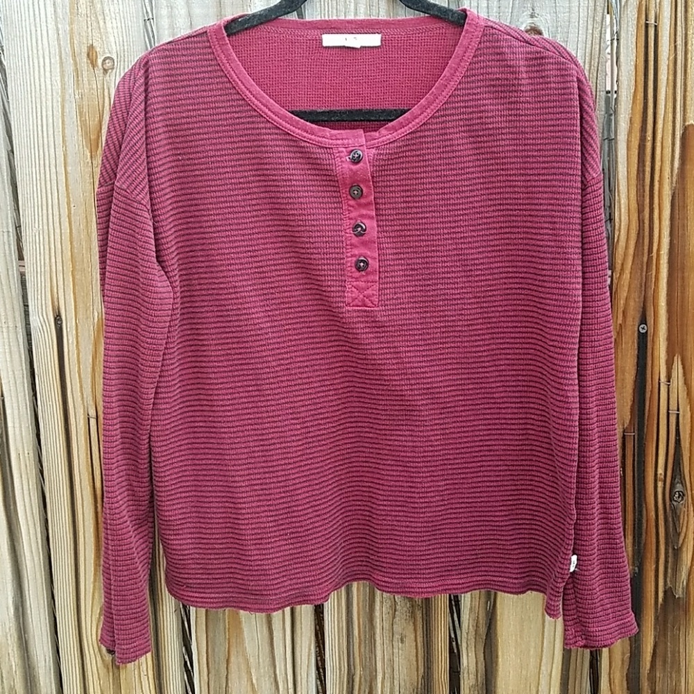 Vans striped long sleeve half button up shirt
