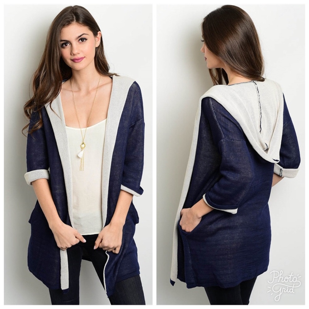 Navy Beige Cardigan
