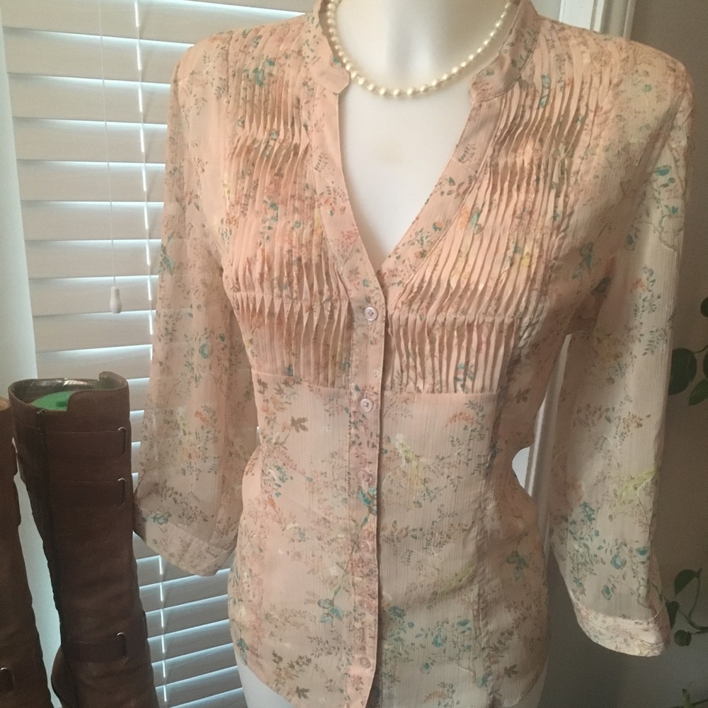 Cream & flower print blouse