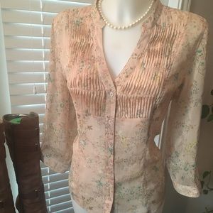 Cream & flower print blouse