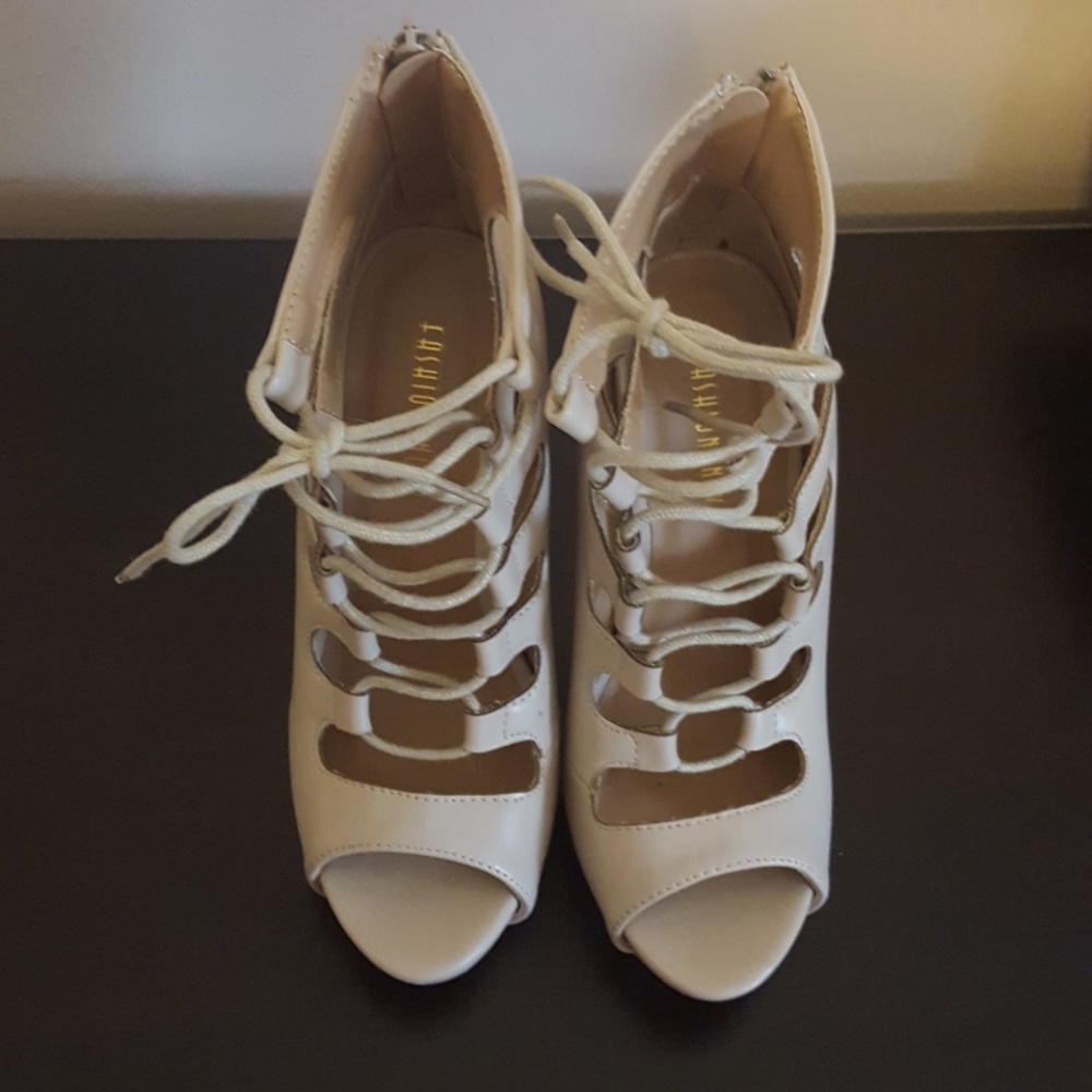 Nude Lace Up Heels