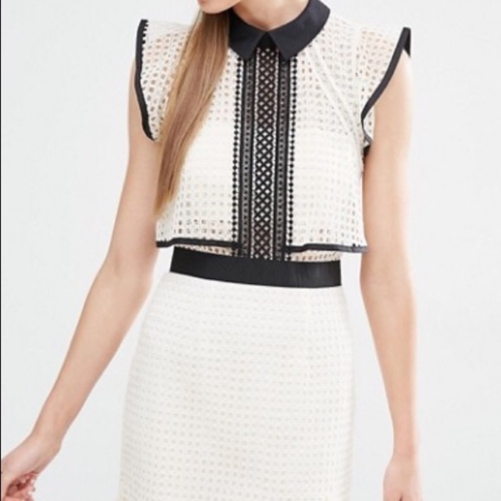 Self Portrait Contrast Flounced Mini Dress