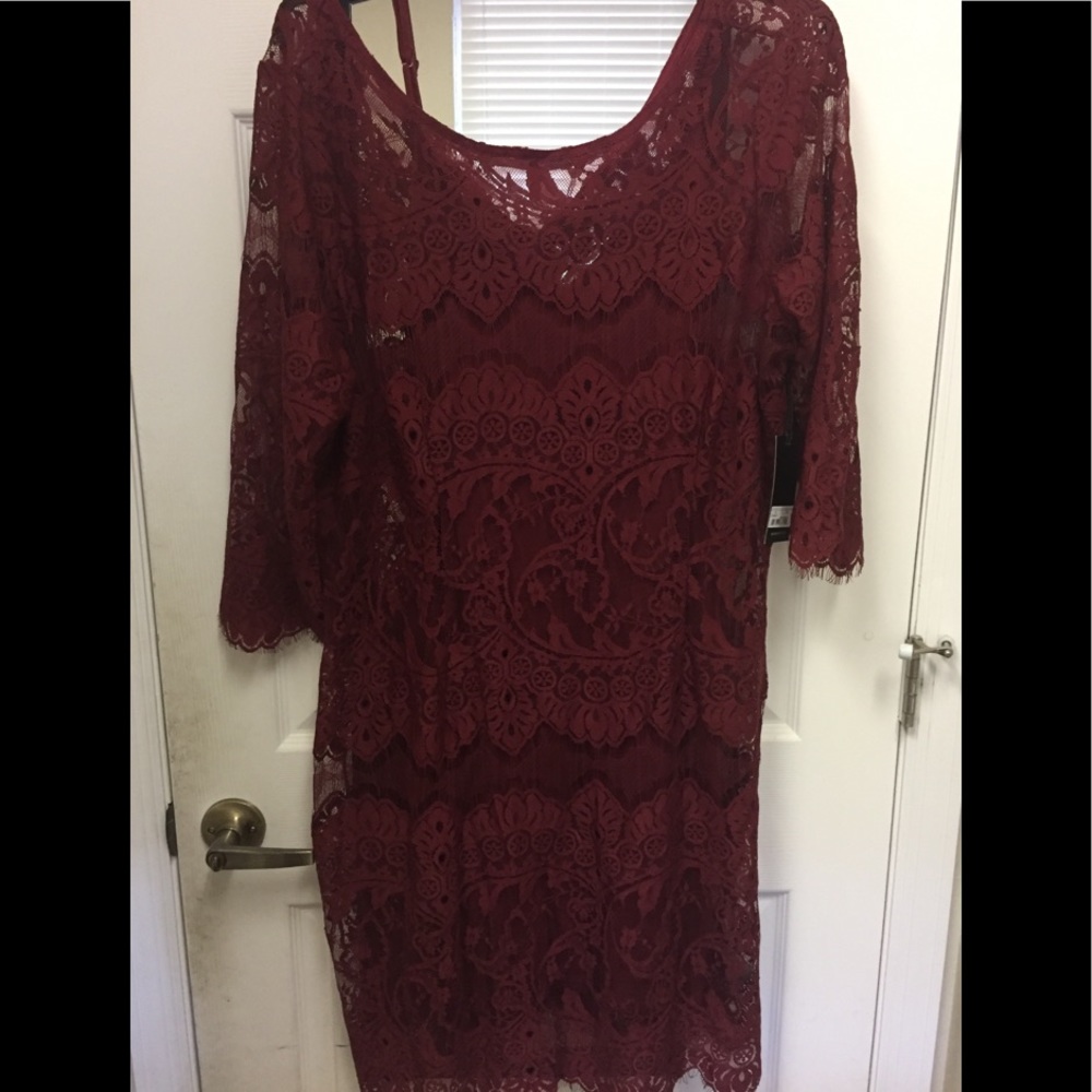 Wine colored lace dress