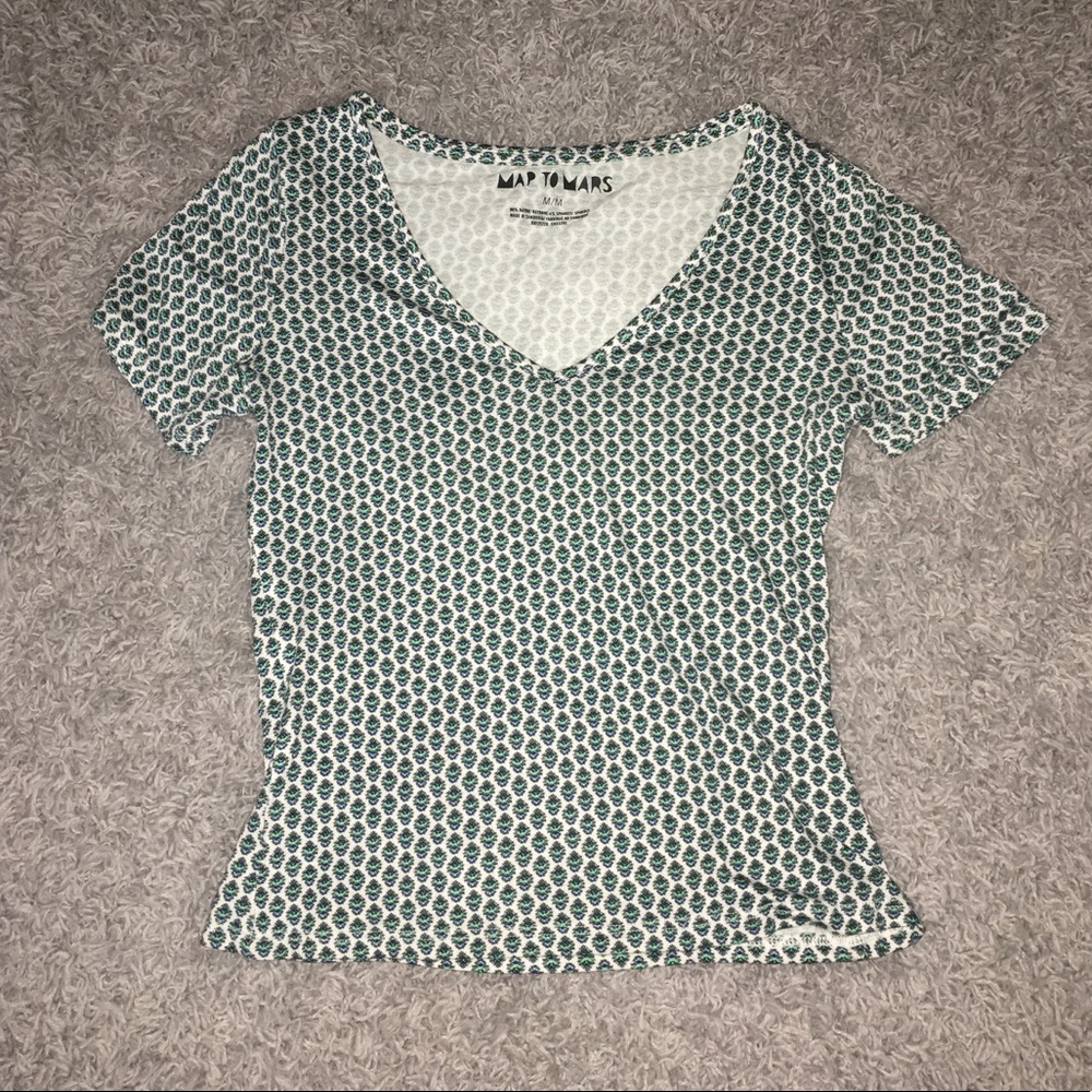 Ribbed Blue and Green Pattern Top