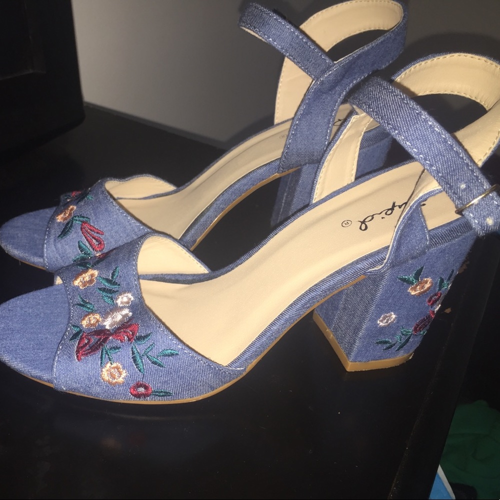 Denim Heeled sandals-like new