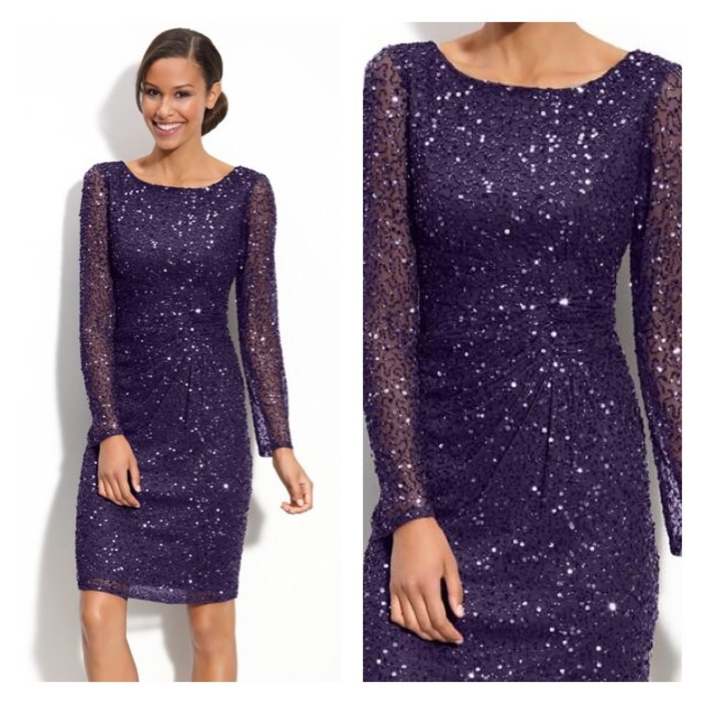 Patra Dress Size 6 Purple Sequined Party - Picture 1 of 5