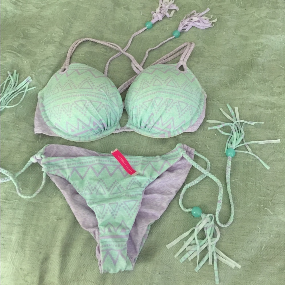 Victoria's Secret aqua/lavender bikini set NEW