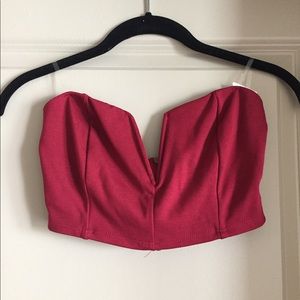 Burgundy strapless crop top